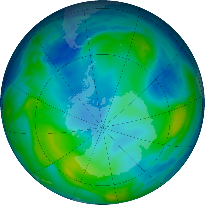 Antarctic ozone map for 11 June 1997
